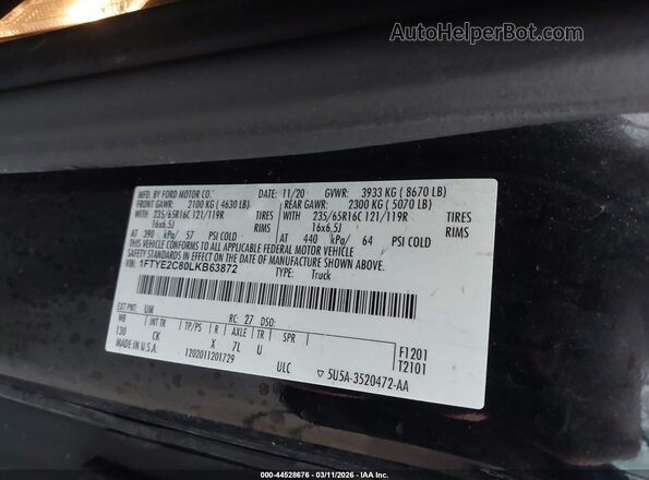 1FTYE2C80LKB63872 2020 FORD TRANSIT-150 Черный Вид подкапотного пространства