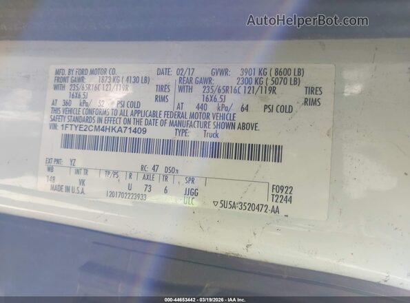 1FTYE2CM4HKA71409 2017 FORD TRANSIT-150 Желтый Вид подкапотного пространства