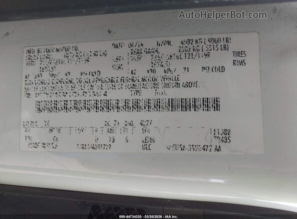 1FTYR1ZM1GKB36494 2016 FORD TRANSIT-250 Белый Вид подкапотного пространства
