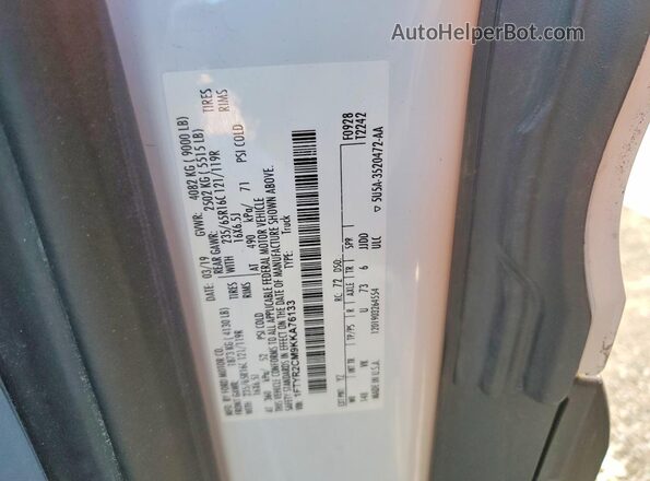 1FTYR2CM9KKA76133 2019 FORD TRANSIT White Vista de la etiqueta del VIN