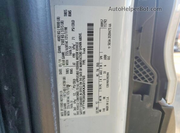 1FTYR3XG6KKA51703 2019 FORD TRANSIT White VIN sticker view