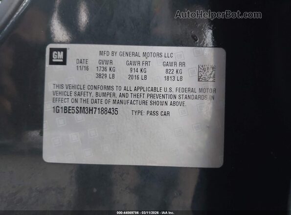 1G1BE5SM3H7188435 2017 CHEVROLET CRUZE Серый Вид подкапотного пространства