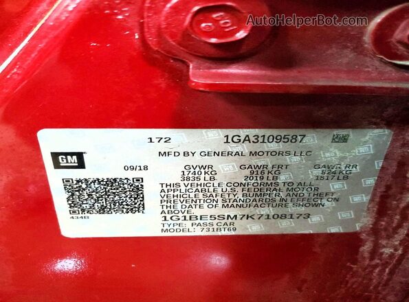 1G1BE5SM7K7108173 2019 CHEVROLET CRUZE Бордовый Вид подкапотного пространства