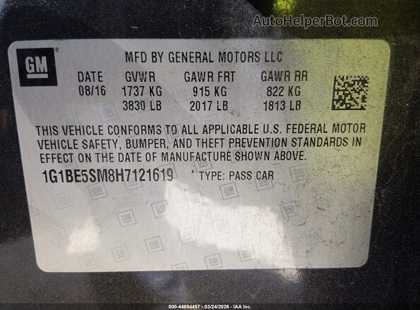 1G1BE5SM8H7121619 2017 CHEVROLET CRUZE Черный Вид подкапотного пространства