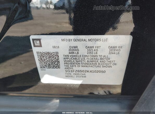 1G1FZ6S02K4102050 2019 CHEVROLET BOLT Черный Вид подкапотного пространства