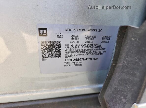 1G1FZ6S07N4131760 2022 CHEVROLET BOLT Серый Вид подкапотного пространства