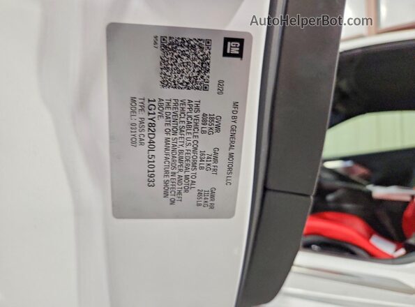 1G1Y82D40L5101933 2020 CHEVROLET CORVETTE Белый Вид подкапотного пространства