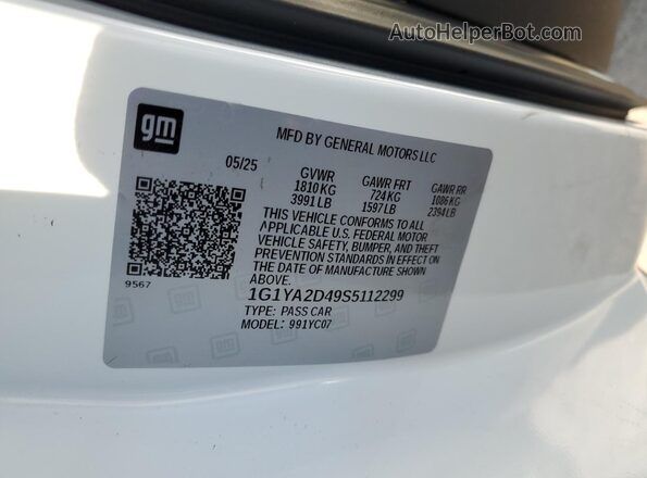 1G1YA2D49S5112299 2025 CHEVROLET CORVETTE Black Widok naklejki z numerem VIN