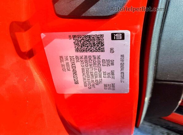 1G1YA3D40N5121208 2022 CHEVROLET CORVETTE Red ძრავის განყოფილების ხედი
