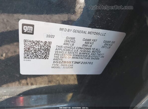 1G1ZB5ST3NF215701 2022 CHEVROLET MALIBU Серый Вид подкапотного пространства
