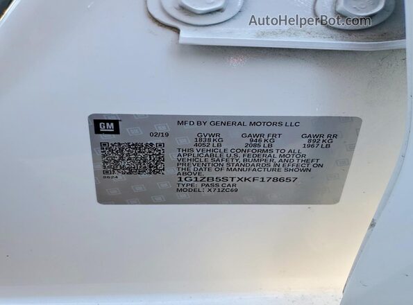 1G1ZB5STXKF178657 2019 CHEVROLET MALIBU White ძრავის განყოფილების ხედი