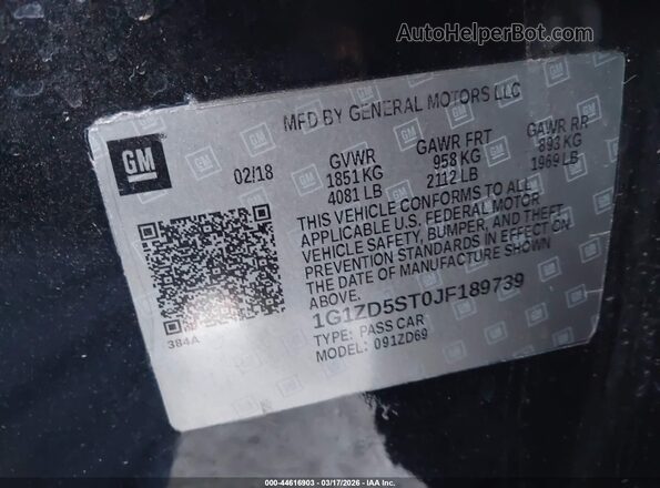 1G1ZD5ST0JF189739 2018 CHEVROLET MALIBU Черный Вид подкапотного пространства