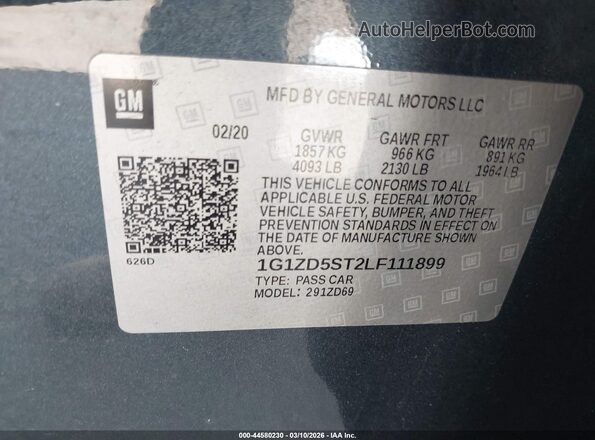1G1ZD5ST2LF111899 2020 CHEVROLET MALIBU Blue Widok komory silnika