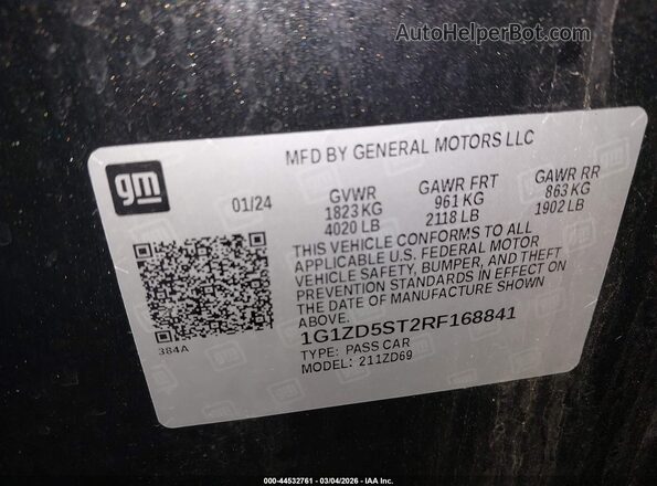 1G1ZD5ST2RF168841 2024 CHEVROLET MALIBU Black Vista del compartimento del motor
