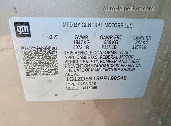 1G1ZD5ST3PF189548 2023 CHEVROLET MALIBU Серый Вид подкапотного пространства