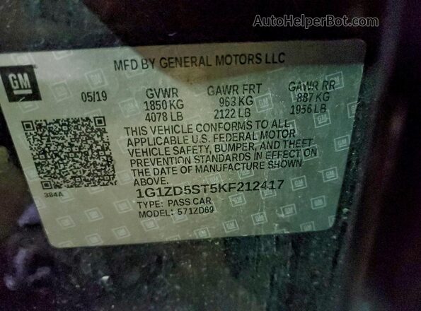 1G1ZD5ST5KF212417 2019 CHEVROLET MALIBU Black ძრავის განყოფილების ხედი