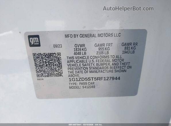 1G1ZD5ST5RF127944 2024 CHEVROLET MALIBU Белый Вид подкапотного пространства