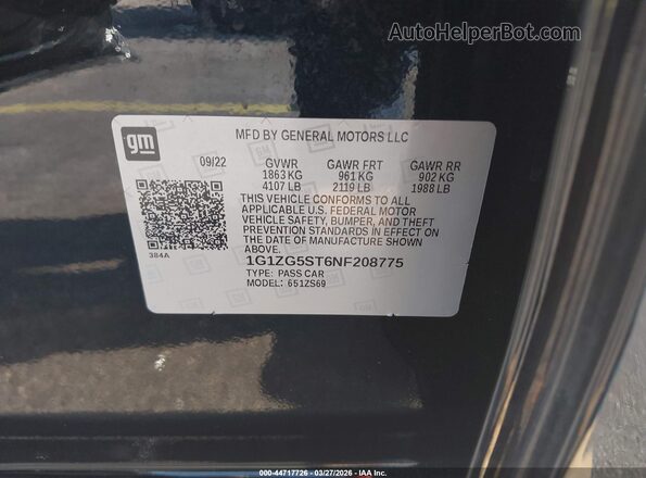 1G1ZG5ST6NF208775 2022 CHEVROLET MALIBU Black Widok komory silnika