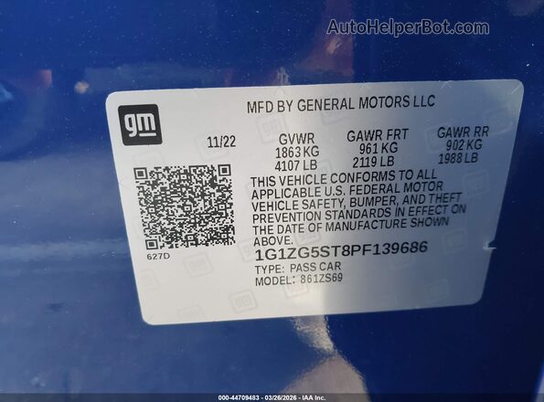 1G1ZG5ST8PF139686 2023 CHEVROLET MALIBU Синий Вид подкапотного пространства