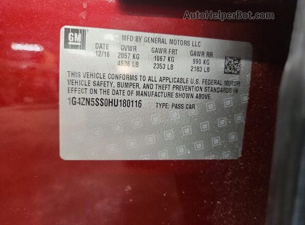 1G4ZN5SS0HU180116 2017 BUICK LACROSSE Красный Вид подкапотного пространства