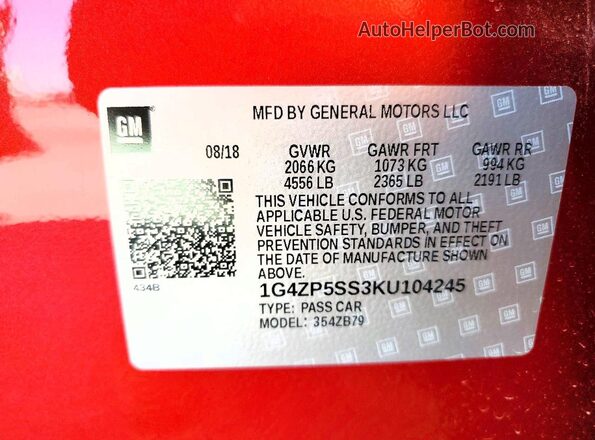 1G4ZP5SS3KU104245 2019 BUICK LACROSSE Red Widok komory silnika