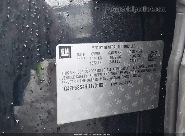 1G4ZP5SS4HU170103 2017 BUICK LACROSSE Черный Вид подкапотного пространства