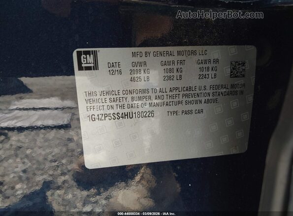 1G4ZP5SS4HU180226 2017 BUICK LACROSSE Blue Вид підкапотного простору
