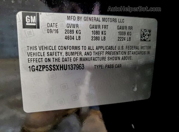 1G4ZP5SSXHU137963 2017 BUICK LACROSSE Черный Вид подкапотного пространства