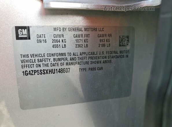 1G4ZP5SSXHU148607 2017 BUICK LACROSSE Серебряный Вид подкапотного пространства