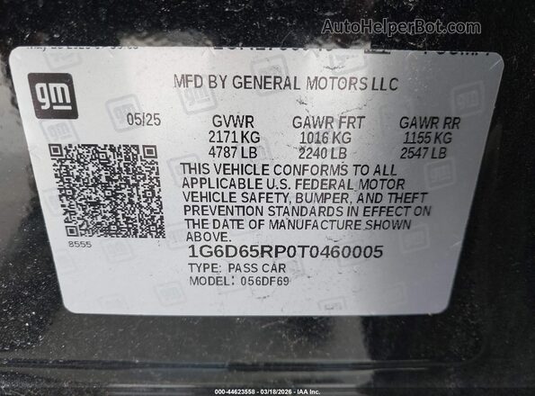 1G6D65RP0T0460005 2026 CADILLAC CT4 Black Вид підкапотного простору