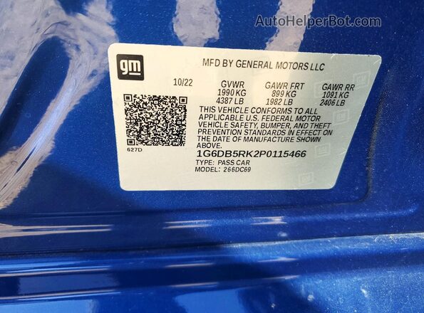 1G6DB5RK2P0115466 2023 CADILLAC CT4 Blue ძრავის განყოფილების ხედი