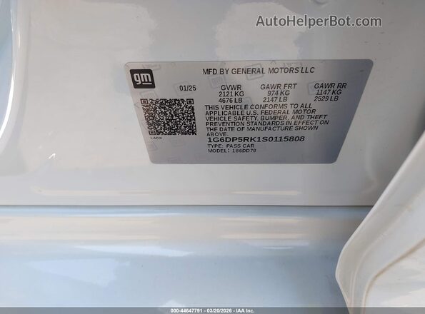 1G6DP5RK1S0115808 2025 CADILLAC CT5 Белый Вид подкапотного пространства