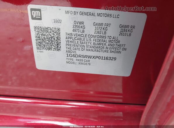 1G6DR5RWXP0116329 2023 CADILLAC CT5 Красный Вид подкапотного пространства