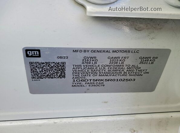 1G6DT5RK5R0102503 2024 CADILLAC CT5 Белый Вид подкапотного пространства