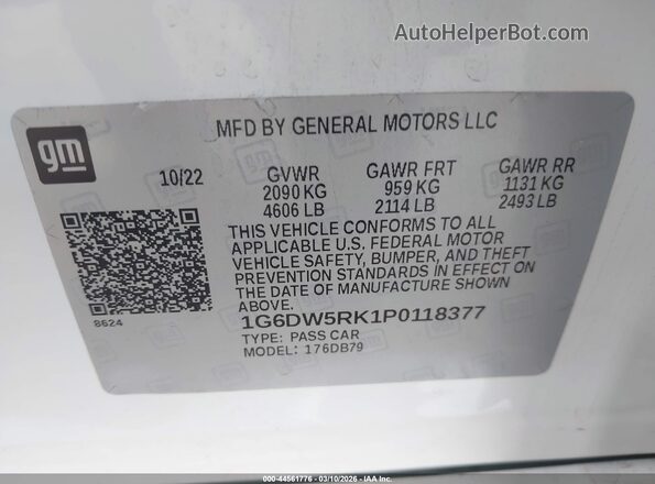 1G6DW5RK1P0118377 2023 CADILLAC CT5 Белый Вид подкапотного пространства