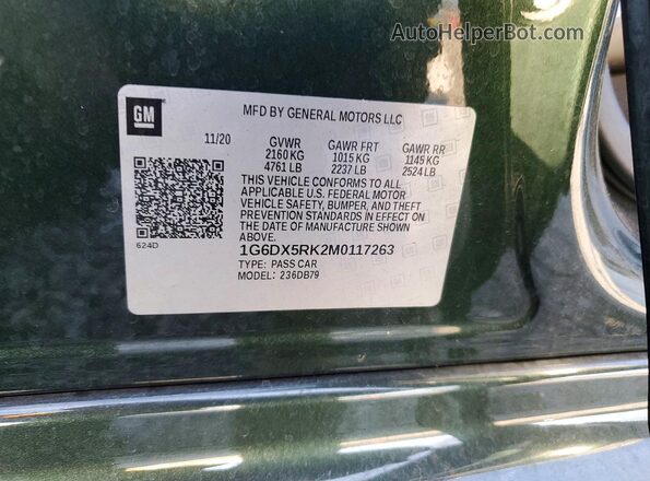 1G6DX5RK2M0117263 2021 CADILLAC CT5 Зеленый Вид подкапотного пространства