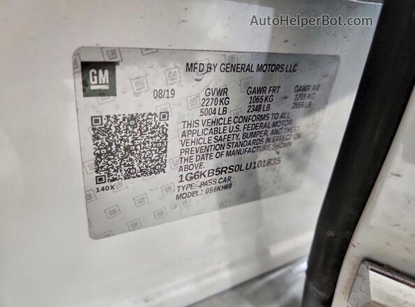 1G6KB5RS0LU101835 2020 CADILLAC CT6 White Widok naklejki z numerem VIN
