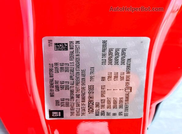1GCHTCEN1H1151855 2017 CHEVROLET COLORADO Красный Вид подкапотного пространства
