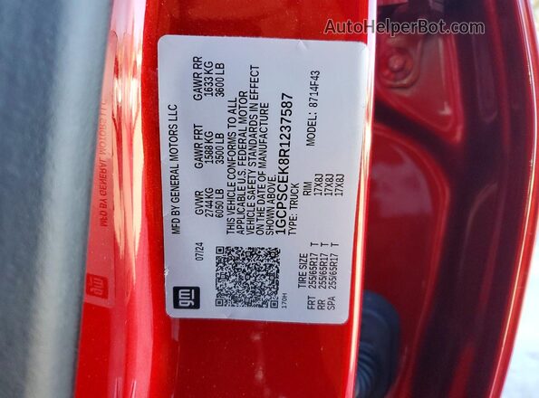 1GCPSCEK8R1237587 2024 CHEVROLET COLORADO Красный Вид подкапотного пространства