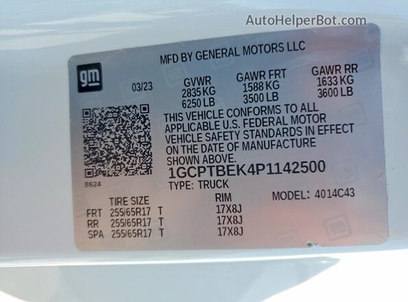 1GCPTBEK4P1142500 2023 CHEVROLET COLORADO Белый Вид подкапотного пространства