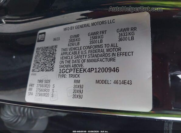 1GCPTEEK4P1200946 2023 CHEVROLET COLORADO Черный Вид подкапотного пространства