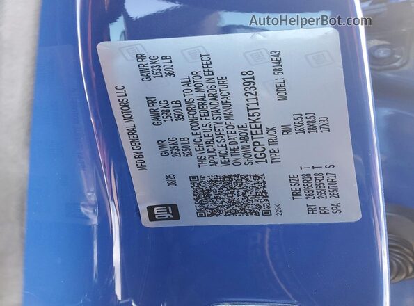 1GCPTEEK5T1123918 2026 CHEVROLET COLORADO Blue Widok komory silnika