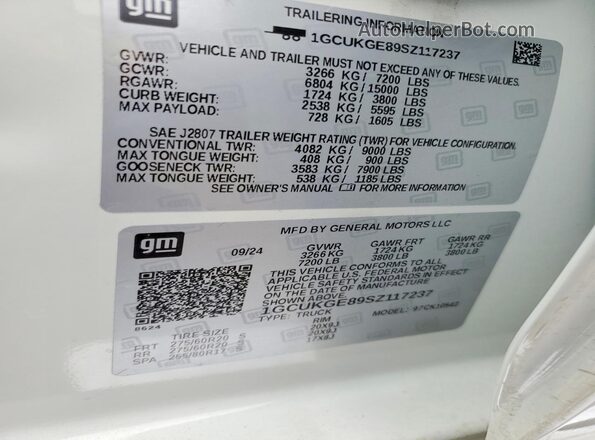 1GCUKGE89SZ117237 2025 CHEVROLET SILVERADO Белый Вид подкапотного пространства