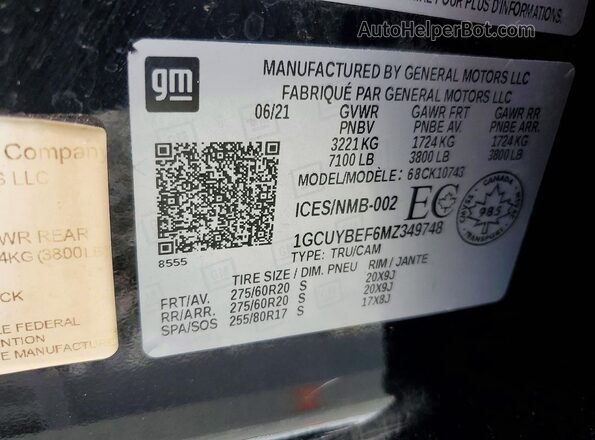 1GCUYBEF6MZ349748 2021 CHEVROLET SILVERADO Черный Вид задних сидений