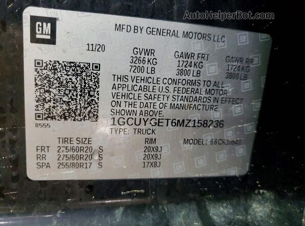 1GCUYGET6MZ158236 2021 CHEVROLET SILVERADO Черный Вид подкапотного пространства