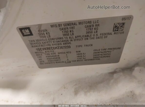 1GCVKREC6HZ367239 2017 CHEVROLET SILVERADO Белый Вид подкапотного пространства