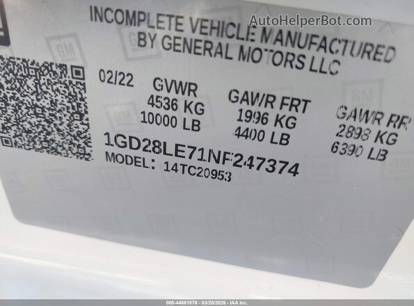 1GD28LE71NF247374 2022 GMC SIERRA White Widok komory silnika