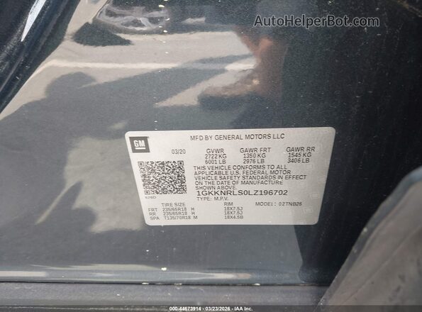 1GKKNRLS0LZ196702 2020 GMC ACADIA Gray Вид підкапотного простору