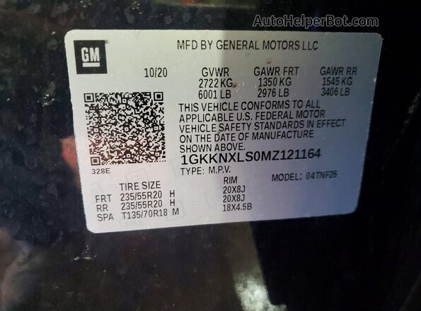 1GKKNXLS0MZ121164 2021 GMC ACADIA Black Панорамний вид салону 360°
