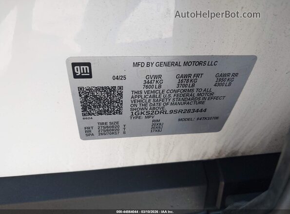 1GKS2DRL9SR283444 2025 GMC YUKON Белый Вид подкапотного пространства
